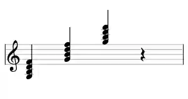 Sheet music of G 7 in three octaves